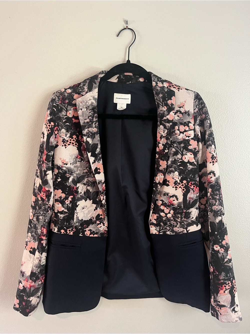 Club Monaco Floral Print Tailored Blazer Jacket Size 00 Fits Small
